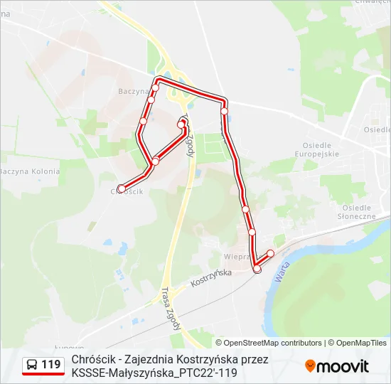 Автобус 119: карта маршрута
