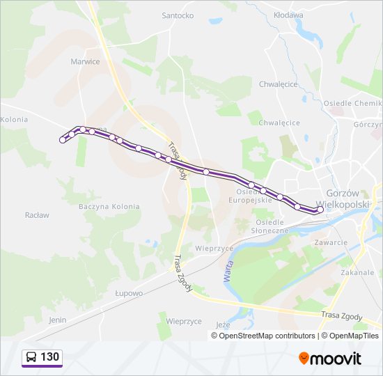 130 bus Line Map