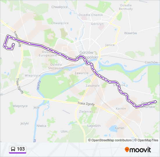 103 bus Line Map