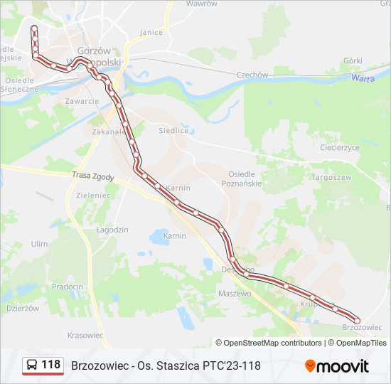 118 bus Line Map