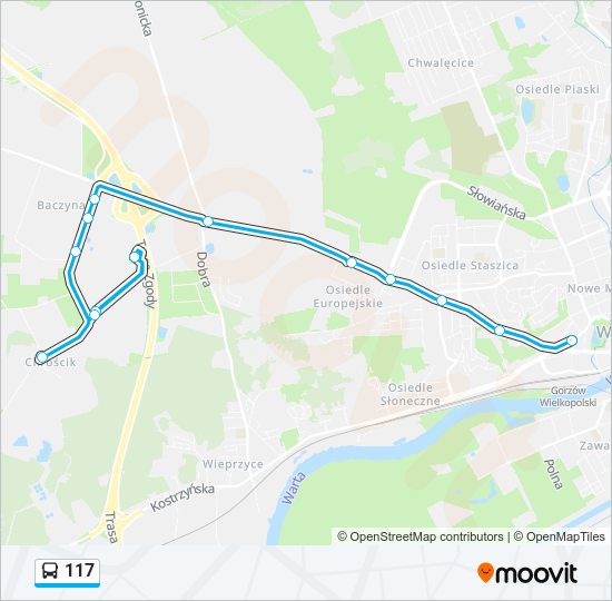 117 bus Line Map