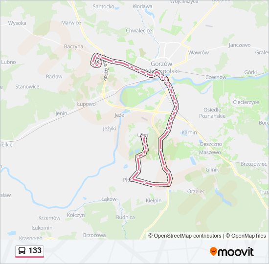 133 bus Line Map