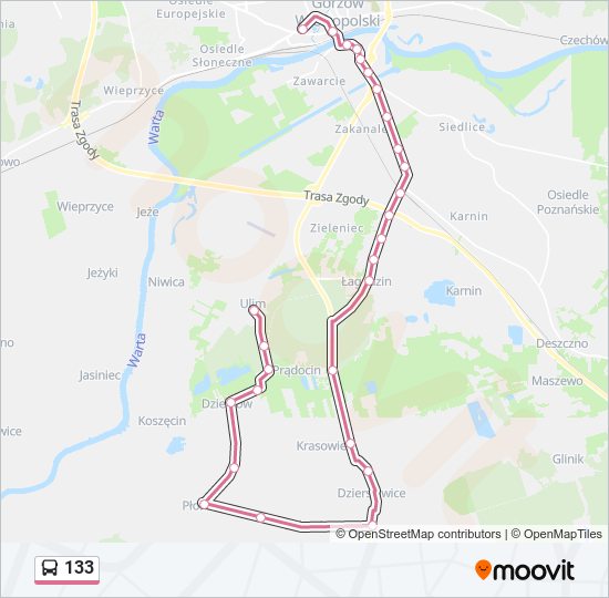 133 bus Line Map