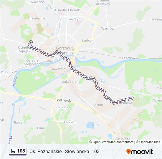 103 bus Line Map