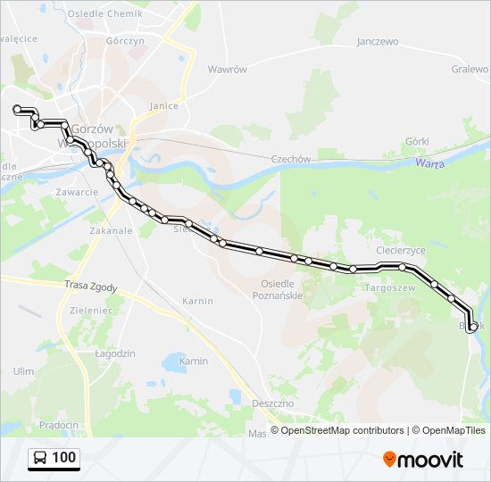 100 bus Line Map