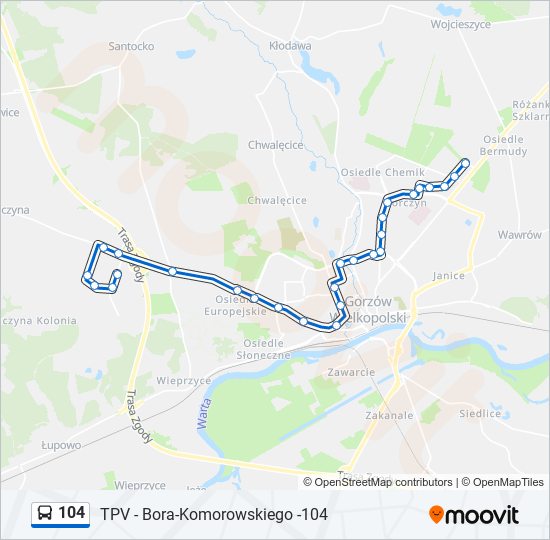 104 bus Line Map