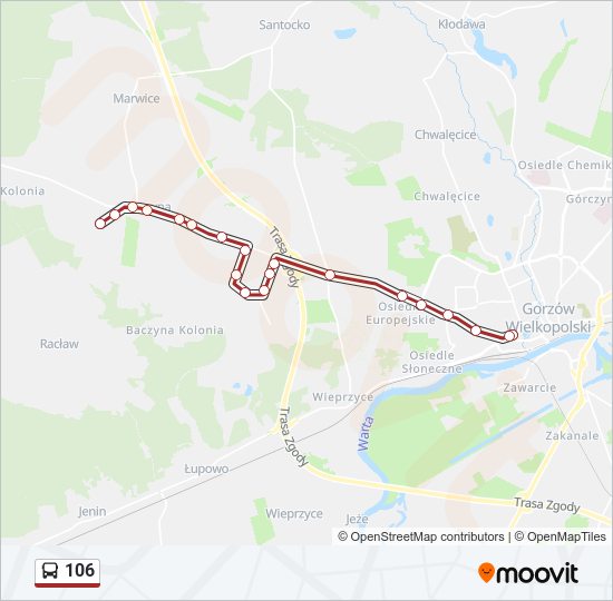 106 bus Line Map