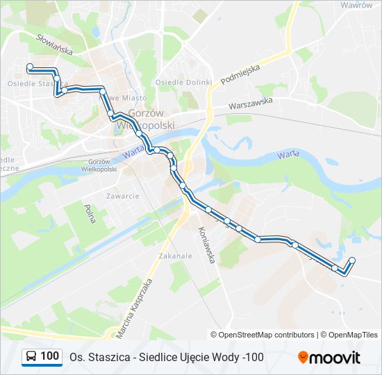 100 bus Line Map