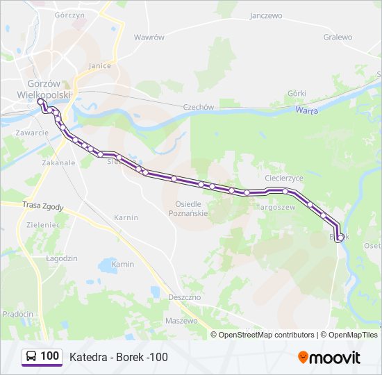 100 bus Line Map