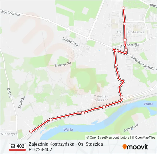 Автобус 402: карта маршрута