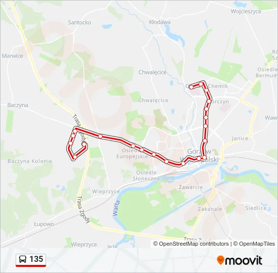 135 Bus Line Map