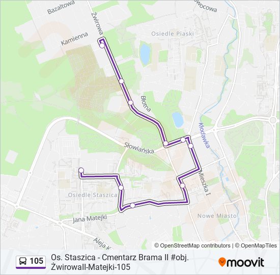 105 bus Line Map