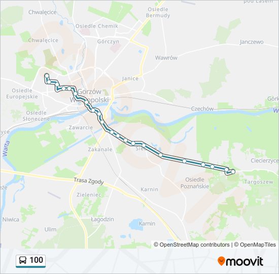 100 bus Line Map