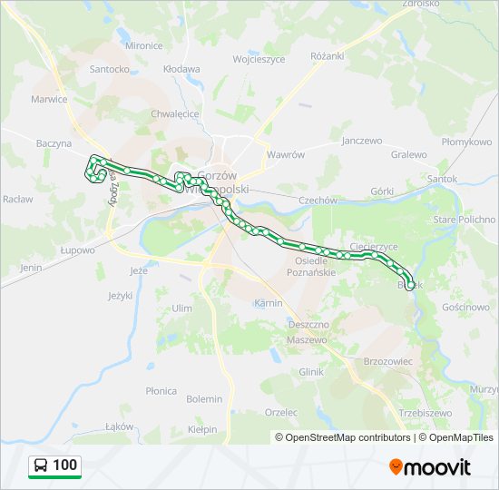 100 bus Line Map