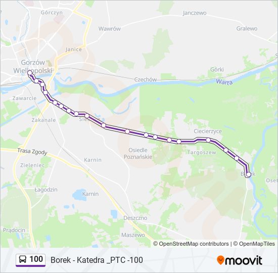 100 bus Line Map