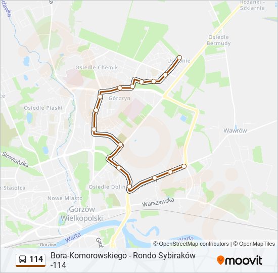 114 bus Line Map