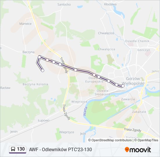 130 bus Line Map