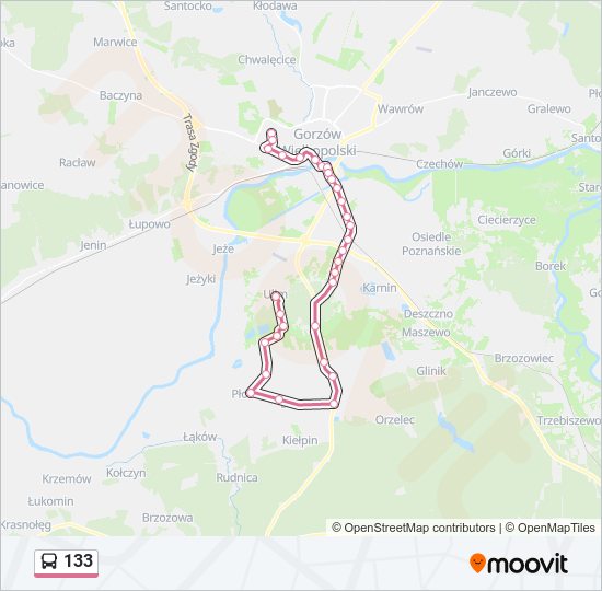 133 bus Line Map