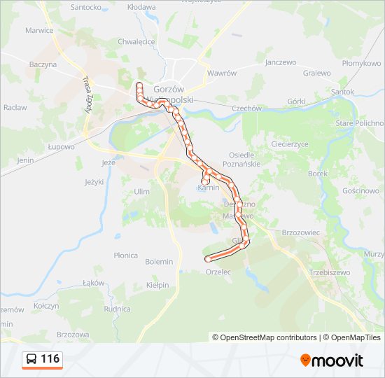 116 bus Line Map