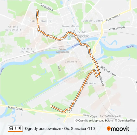 Автобус 110: карта маршрута