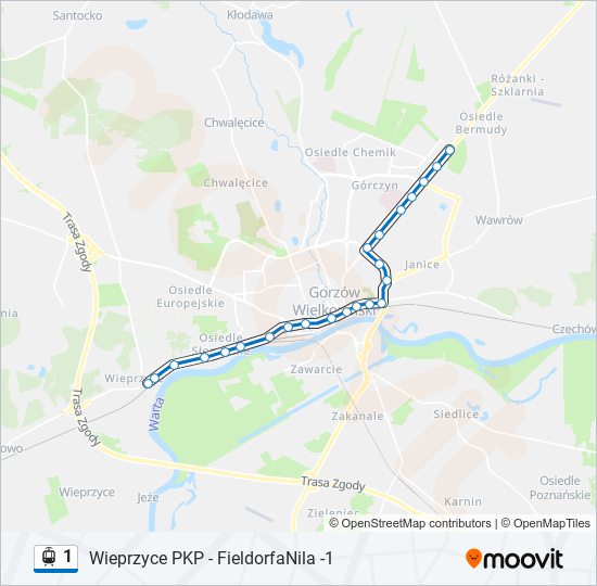 1 light rail Line Map