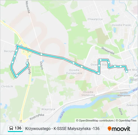 Автобус 136: карта маршрута