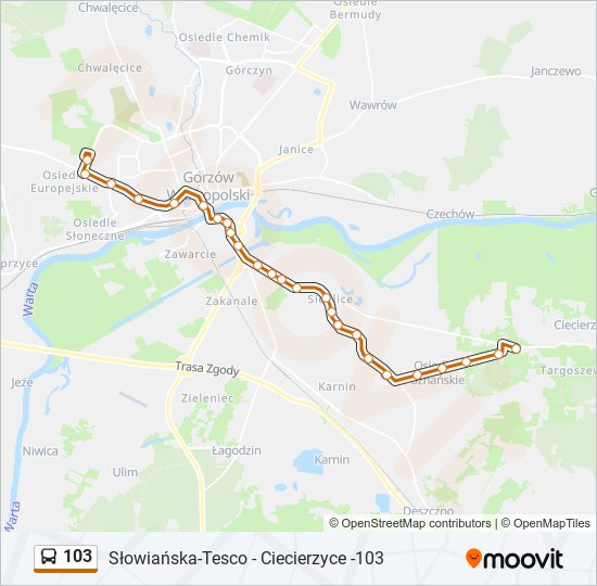 Автобус 103: карта маршрута