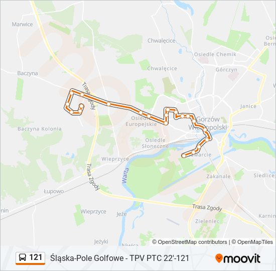 121 bus Line Map