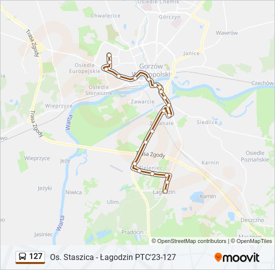 127 bus Line Map