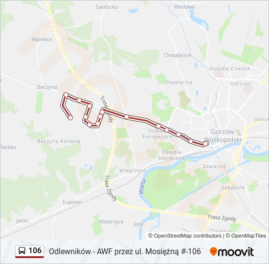 106 bus Line Map