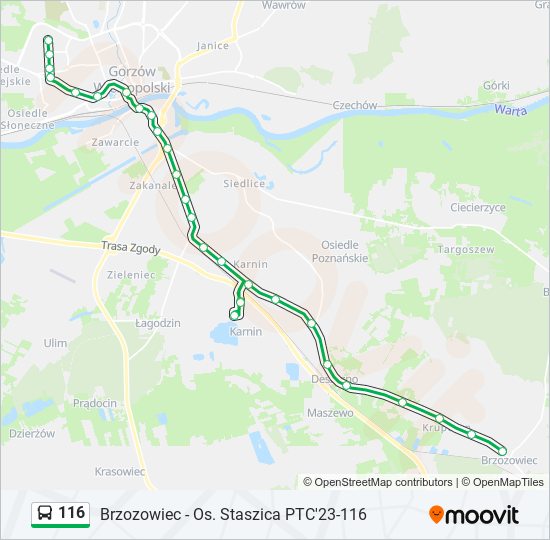 116 bus Line Map