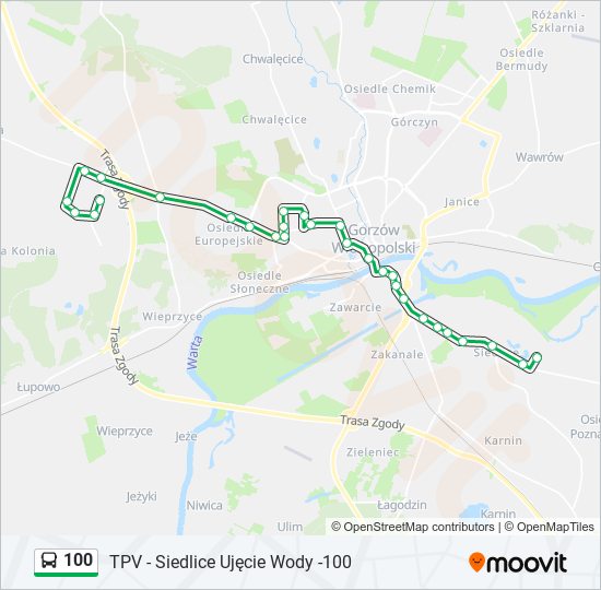 100 bus Line Map