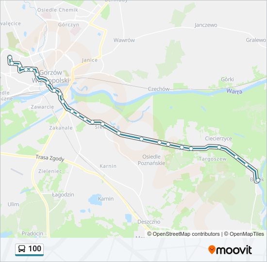 Автобус 100: карта маршрута