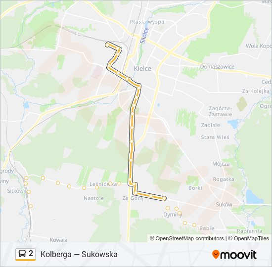 Mapa linii autobus 2