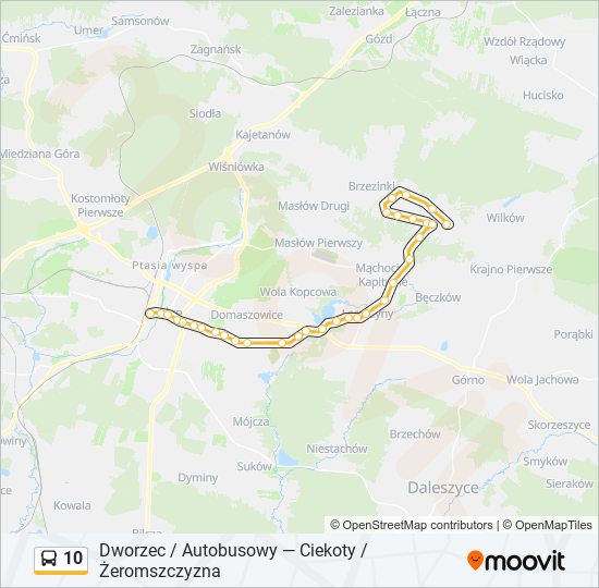 Автобус 10: карта маршрута