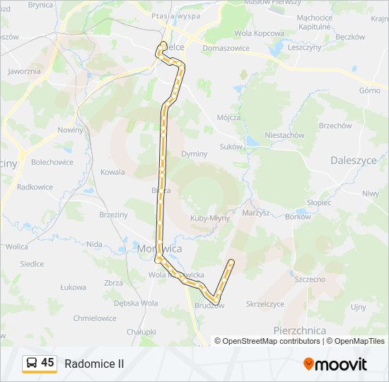 Mapa linii autobus 45