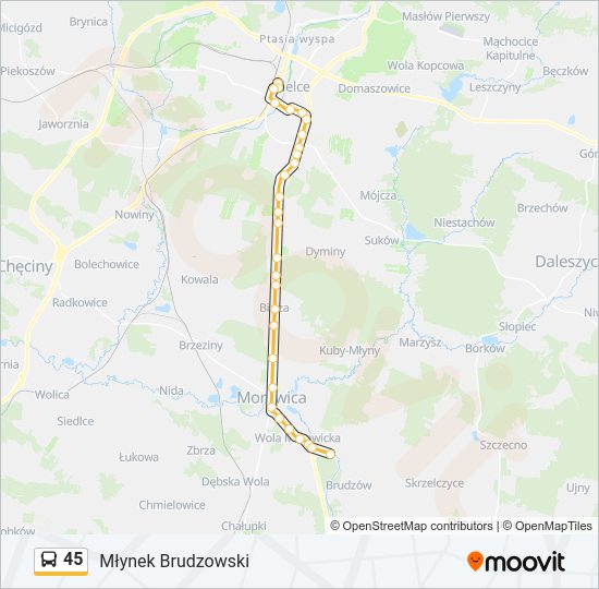 45 bus Line Map