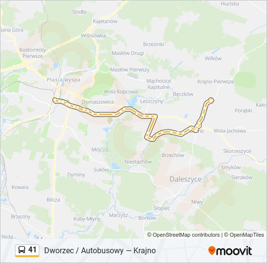 Mapa linii autobus 41