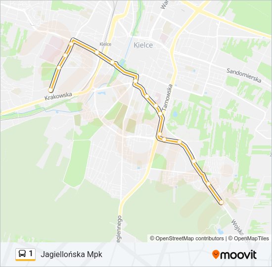 Mapa linii autobus 1