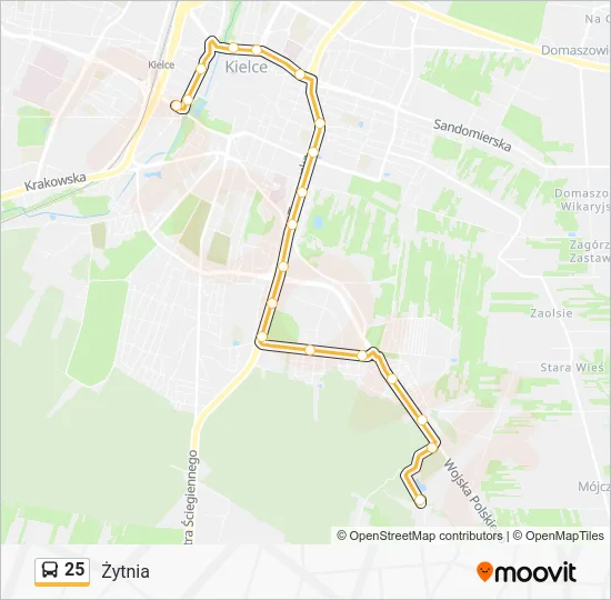 Автобус 25: карта маршрута