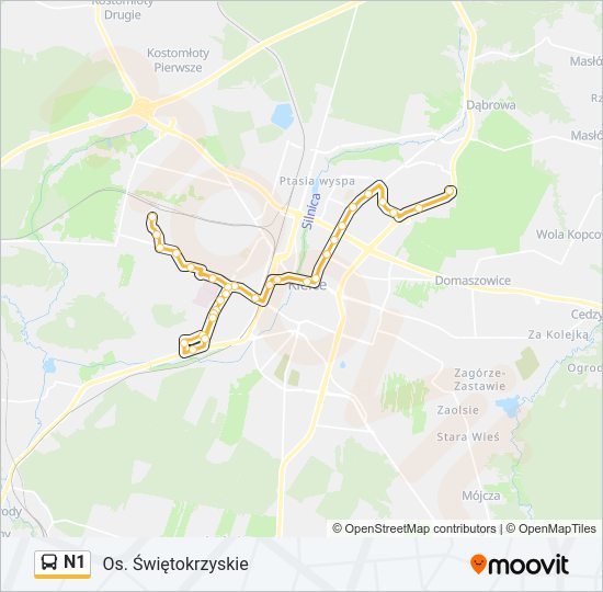 N1 bus Line Map