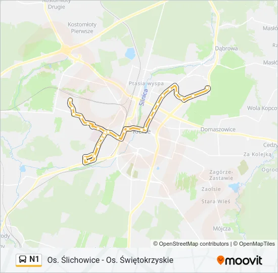 N1 Bus Line Map