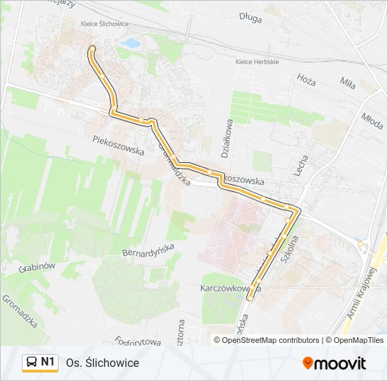 N1 bus Line Map