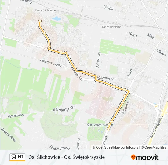 N1 Bus Line Map