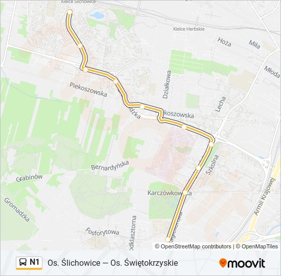 N1 bus Line Map