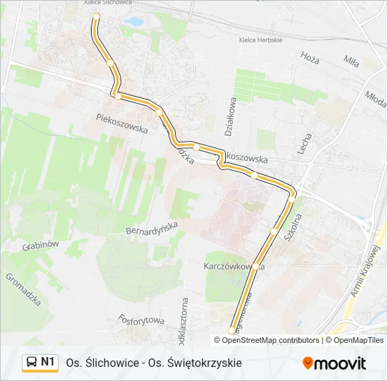 N1 Bus Line Map