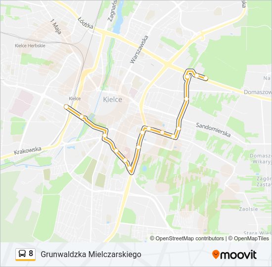 Mapa linii autobus 8