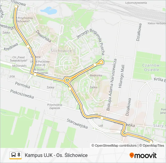 Автобус 8: карта маршрута