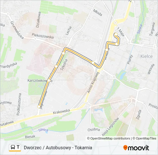 T Bus Line Map