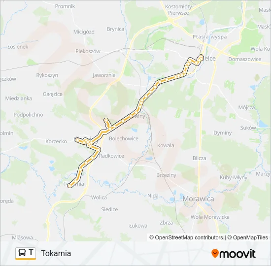 Автобус T: карта маршрута